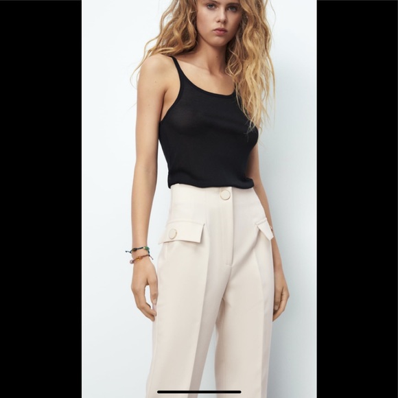 Zara EUC Cream Ankle Cropped Pants - Picture 6 of 11